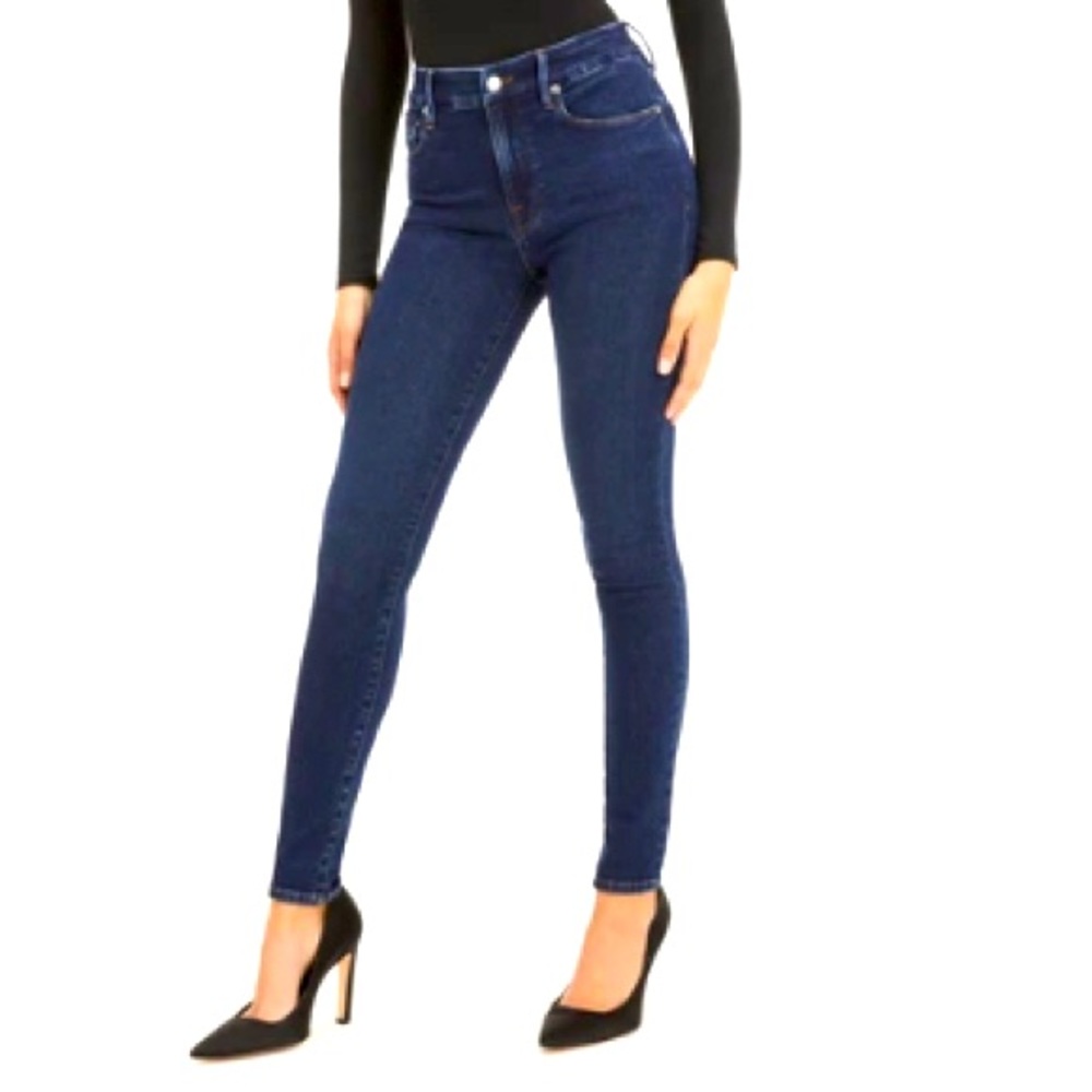 Good American Good Waist High Waisted Navy Jeans